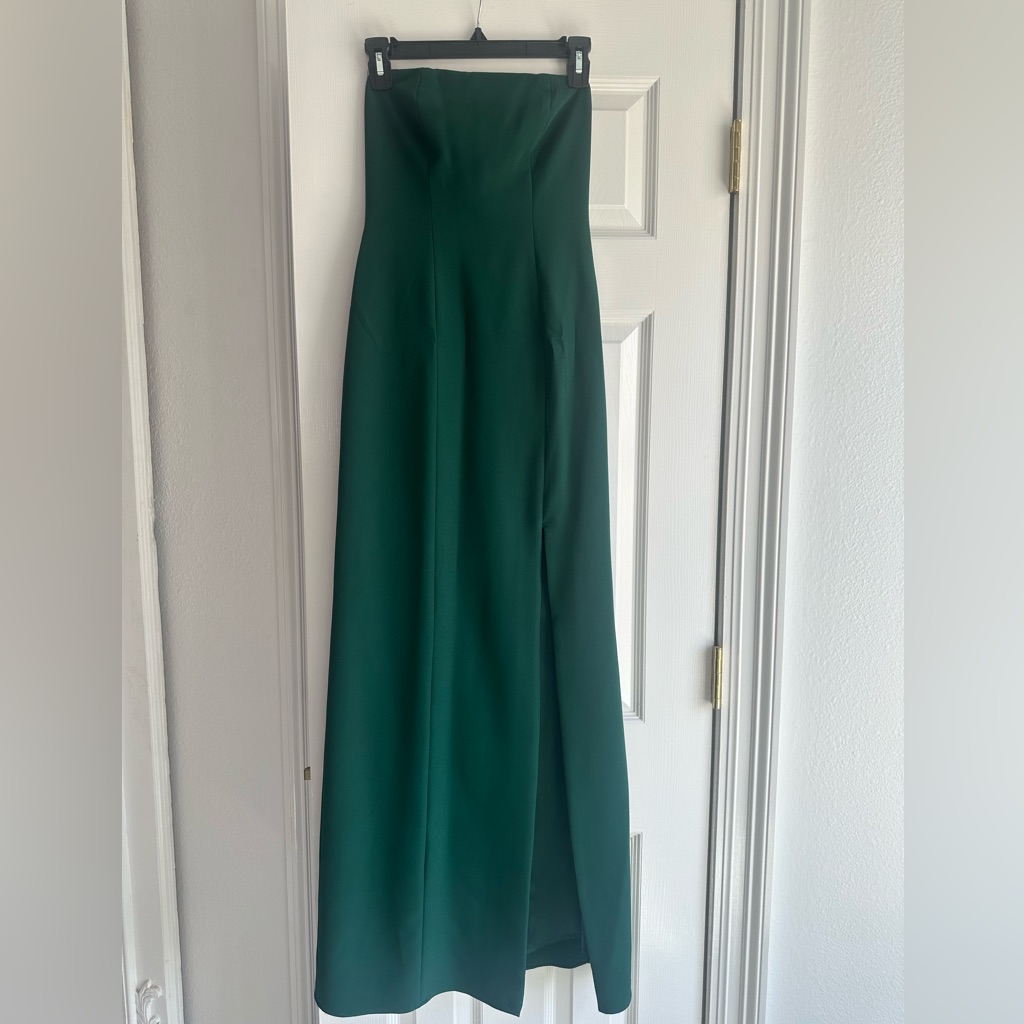 Gianni Bini Strapless Green Long Dress With Side Slit - Size 0 Perfect Condition